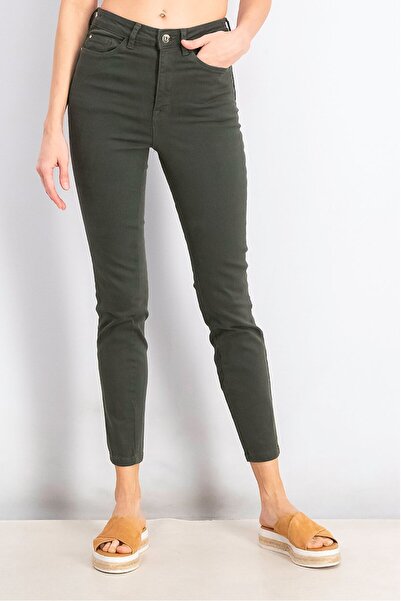 MOHITO Women Regular Fit Plain Stretchable Jeans, Dark Green