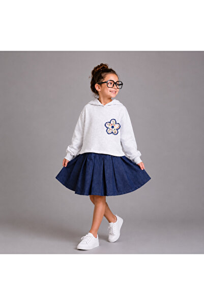 OZZY KİDS Girl's Hooded Denim Skirt Dress
