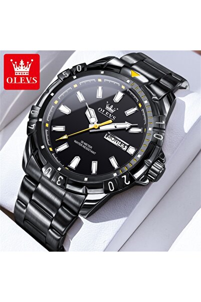 Choice1 ساعة OLEVS 5560 الفاخرة للرجال باللون الأسود الكامل، ساعة كوارتز مع ت...