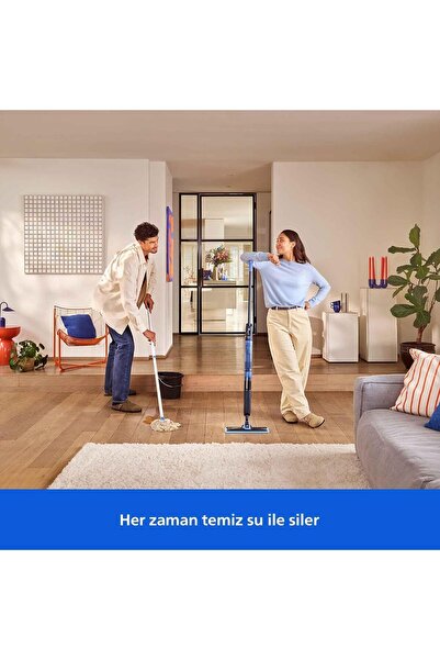 Philips %99.9 Bakteri Giderici Elektrikli Mop Çift Hazneli Akıllı Zemin Temizleyici 360 Derece Oynar Başlıklı