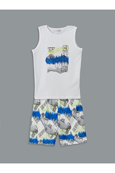 LC Waikiki Nevavm Farkıyla Oval Collar Boys' Undershirt and Swim Shorts
