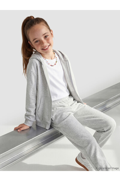 LC Waikiki Vizyon New Season Hooded Girls' Zippered Sweatshirt