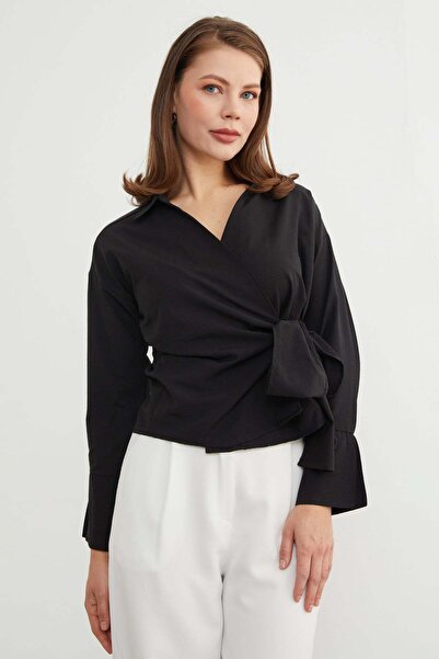Fulla Moda Basic Double-Breasted Tie-Up Shirt