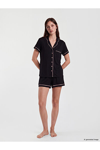LC Waikiki Peak New Season Shirt Collar Women's Shorts Pajama Set