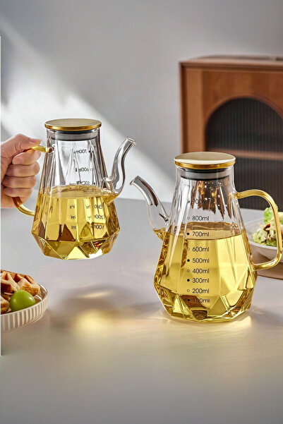 Porsima Yh003 2-Piece Borosilicate Glass Oil Pot Set with Metal Lid and Vacuu...