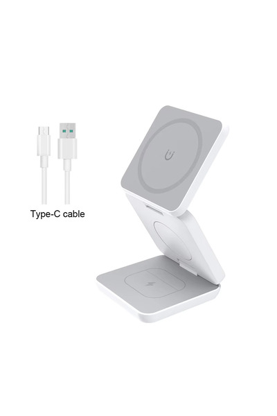 Choice1 White Portable 3 in 1 Magnetic Wireless Charger Fast Charging Dock St...