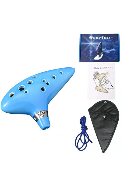 Choice1 Sky Blue Miwayer Ocarina,12 Tones Alto C Ceramic Ocarina Musical Inst...