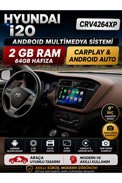 Carvocal Hyundai i20 Android Multimedya Sistemi (2015-2017) CRV4264XP