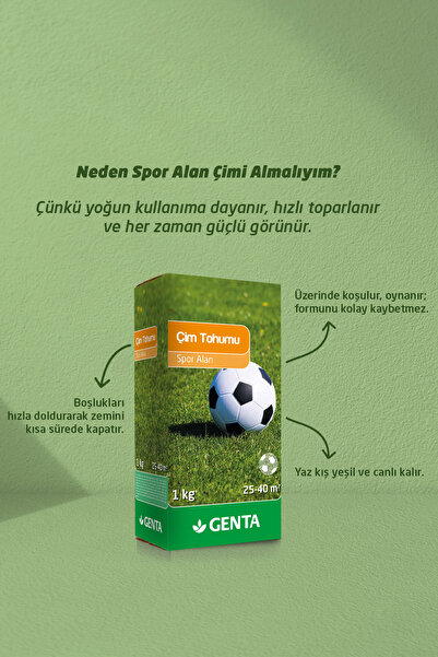 Genta Spor Alan Çim Tohumu 1 kg