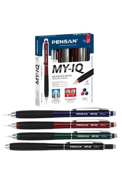 Pensan قلم رصاص متعدد الاستخدامات My-iQ بسمك 0.7 مم، علبة تحتوي على 12 قلمًا