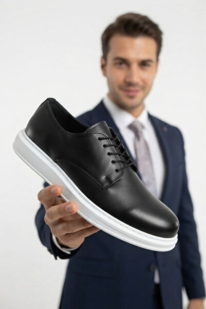 Zerenyus Classic premium vegan leather classic men's shoes black white