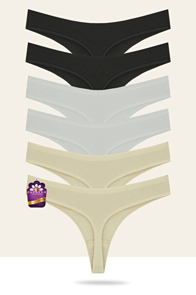 papatya lingerie Модал/Памучна смес, Базови прашки с лого, Комплект от 6 броя...