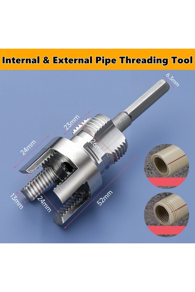 Choice1 6 Integrated Internal External Pipe Threading Tool (3/4"),Hex Shank D...