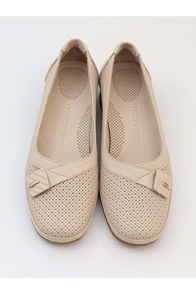 Mammamia D26Ya 7665 Beige Genuine Leather Heeled Women's Shoes