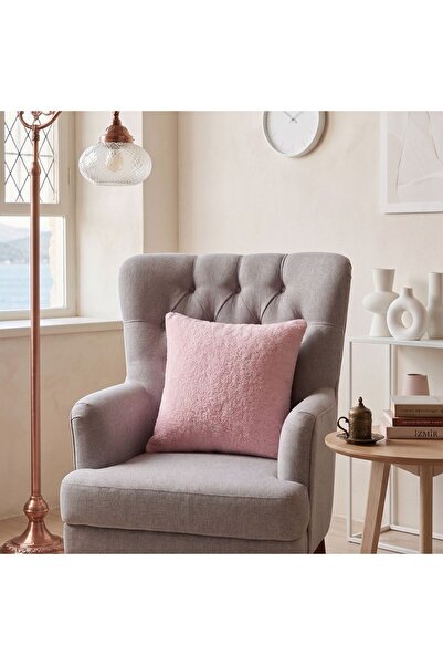 Bc Home Toz Pembe Peluş Kırlent Kılıfı, Kare, Dekoratif Koltuk Yastık Kılıfı ...