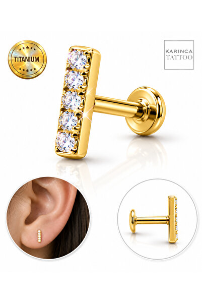 Karınca Piercing Baget Zirkon Taşlı Titanyum Piercing Premium Forward Helix F...