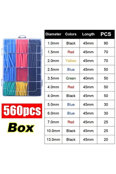 Choice4 560 قطعة مع صندوق، 1600/127 قطعة من أنابيب الانكماش الحراري المقاومة ...