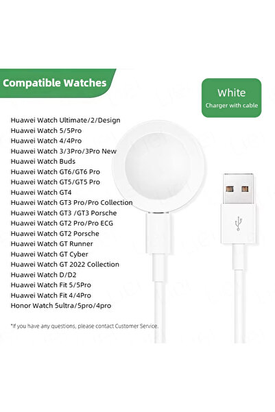 Choice White with cable For Watch Charger Magnetic Charger GT6, GT5, GT4, GT3...