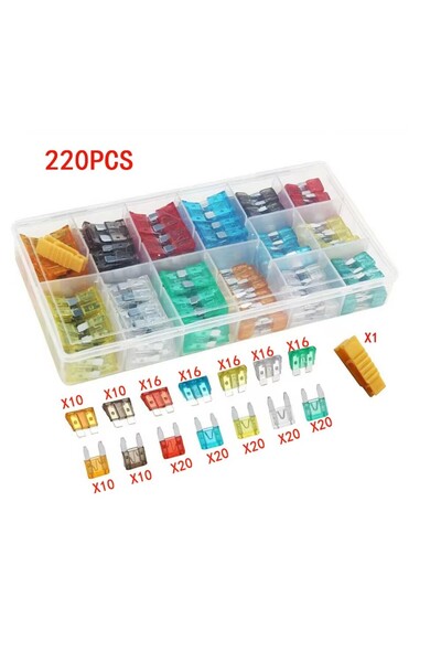 choice2 مجموعة 220 قطعة من الفيوزات القياسية للسيارات 2A 3A 5A 7.5A 10A 15A 2...