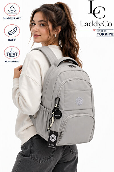 LaddyCo Modern Daily School Backpack Water-Resistant Unisex School Bag 2000 Gray