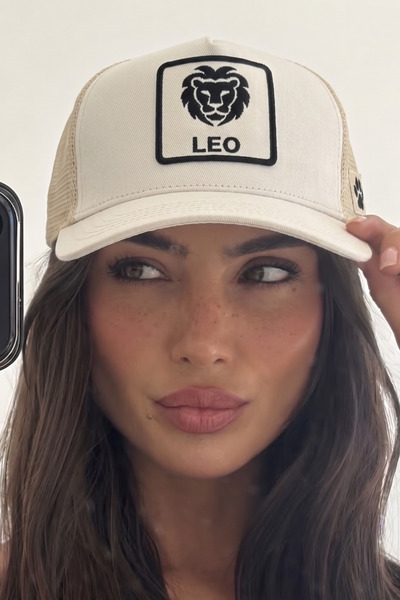 all hats Lion Embroidered Trucker Hat – Mesh Hat with Leo Embroidery Detail