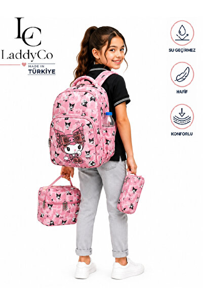 LaddyCo مجموعة حقائب مدرسية ابتدائية مكونة من 3 قطع حقيبة مدرسية ابتدائية للب...