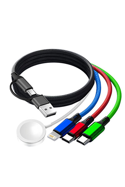 Choice black 120cm 4-in-1 Watch Phone Cable - Type-C/Micro USB/L-Type, for IP...