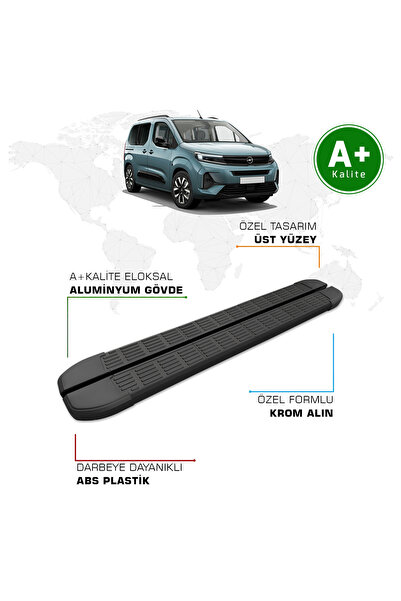 FA OTOMOTİV Opel Combo Yan Basamak Kısa Şasi 2024 Model ve Sonrası S-Line Siyah