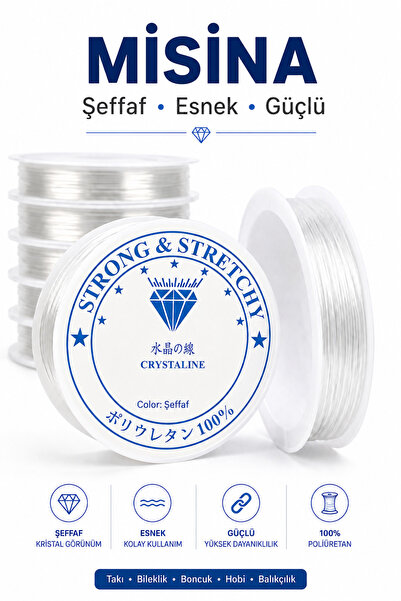 Organizasyon Pazarı Şeffaf Misina İpi Esnek Güçlü Takı Boncuk Bileklik Hobi B...