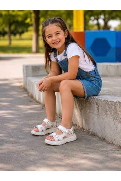 Süperland Girl's Silvery White Daily Sandals