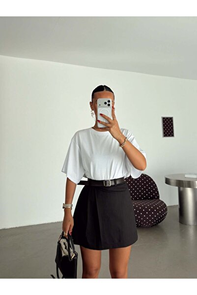 myd Pleated Side Belted Mini Skirt - Black