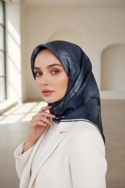 Vissona 100% Twill İpek Çiçek Desenli Bebe Mavisi Renkli 90x90 Dikim Şekli : ...
