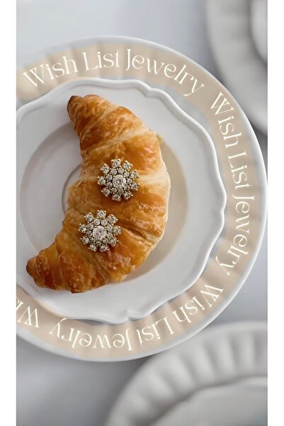 Wish List Jewelry Çelik gold taşlı kar tanesi küpe