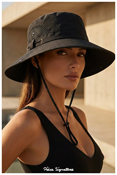 PIECE SIGNATURE Unisex 9 cm Safari Hat with Visor and Mesh - Camping, Fishing...