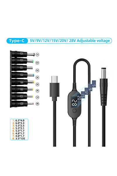 Choice كابل طاقة USB-C إلى تيار مستمر بقدرة 140 واط (TYX-PVC-8in1) بجهد قابل ...