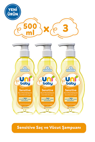 Uni Baby Sensitive Saç ve Vücut Şampuanı 500 ml 3'lü