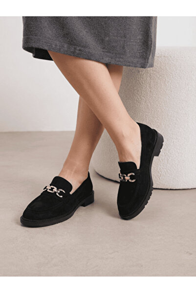 İmerShoes Daily Women's Black Suede Loafer Moccasin Classic Low Heel Pattern ...