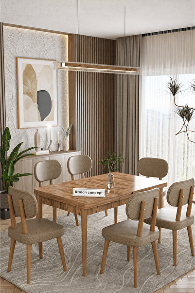 UZMHOME Medusa 80 x 130 Açılabilir Salon Takımı Mutfak Masa Takımı Yemek Odas...