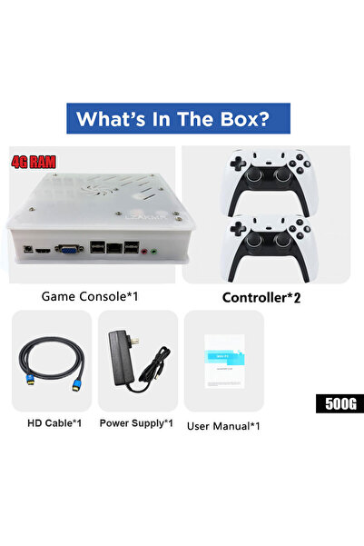 Choice1 Controller white 500G HDD BW 2026 New X8 Retro Game Console 500GB | 7...