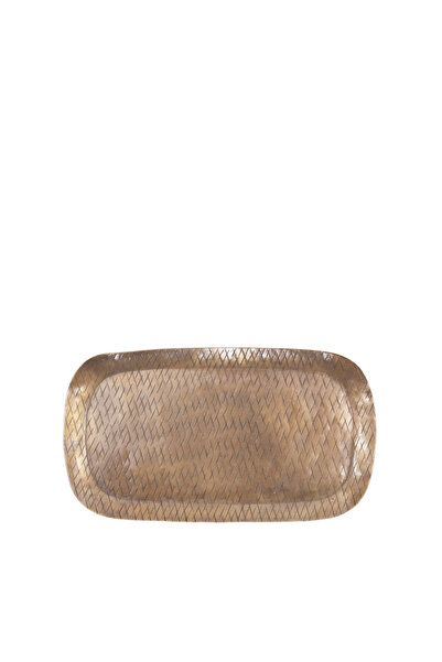 Yargıcı Dövme Desenli Metal Tepsi(17x30x1 Cm)
