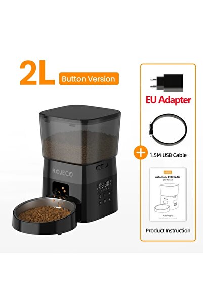 Choice 2L With EU Plug ROJECO Automatic Pet Feeder Button Version Auto Cat Fo...
