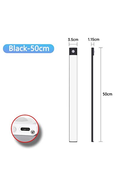 Choice Black 50CM Cabinet Lights Motion Sensor LED Wireless USB Under Ultra T...