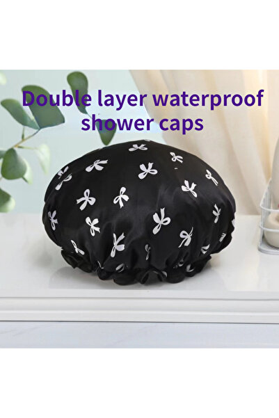 choice2 1pcs 1pc Double Layer Shower Caps, Printed Bonnet, Waterproof Bath Ca...