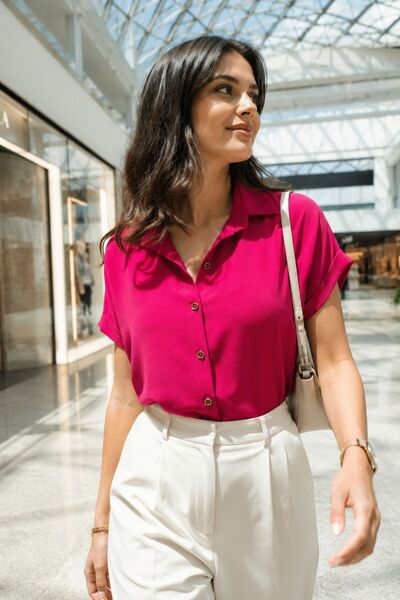 armonika Women's Fuchsia Short Sleeve Shirt ARM-19Y001065