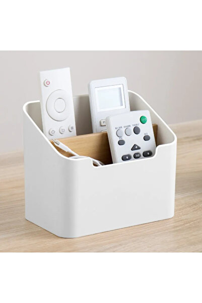 Choice white Plastic Desktop Storage Box for Remote Controls Tissues Cosmetic...