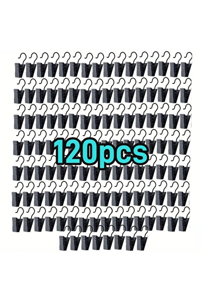 Choice 120pcs 120pcs Decorative Metal Hanger Hooks Durable Black Curtain Clip...