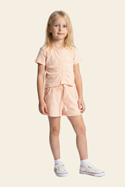 CRASSİ Girl's Shorts Set with Front Drawstring, Elastic Waist, Lace-Up, Combe...