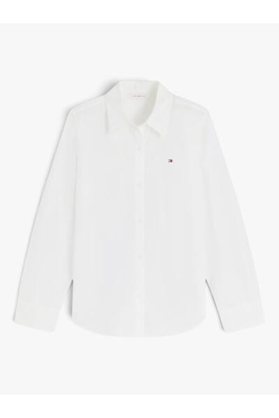 Tommy Hilfiger Logolu Pamuk Karışımlı Regular Fit Uzun Kollu Gömlek GÖMLEK WW...