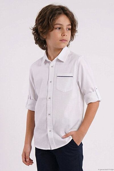 Breeze Boy's Shirt with Pocket, Contrast Stripe Detail, Buttoned, 4-8 Years, ...