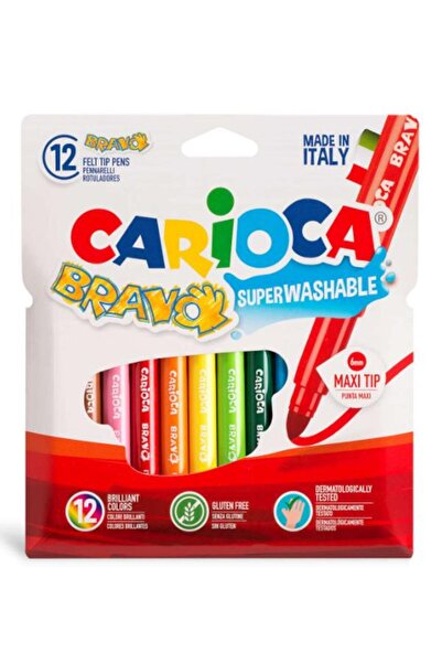 carioca قلم برافو سوبر القابل للغسل من نوع الفيلتريه، 12 قطعة